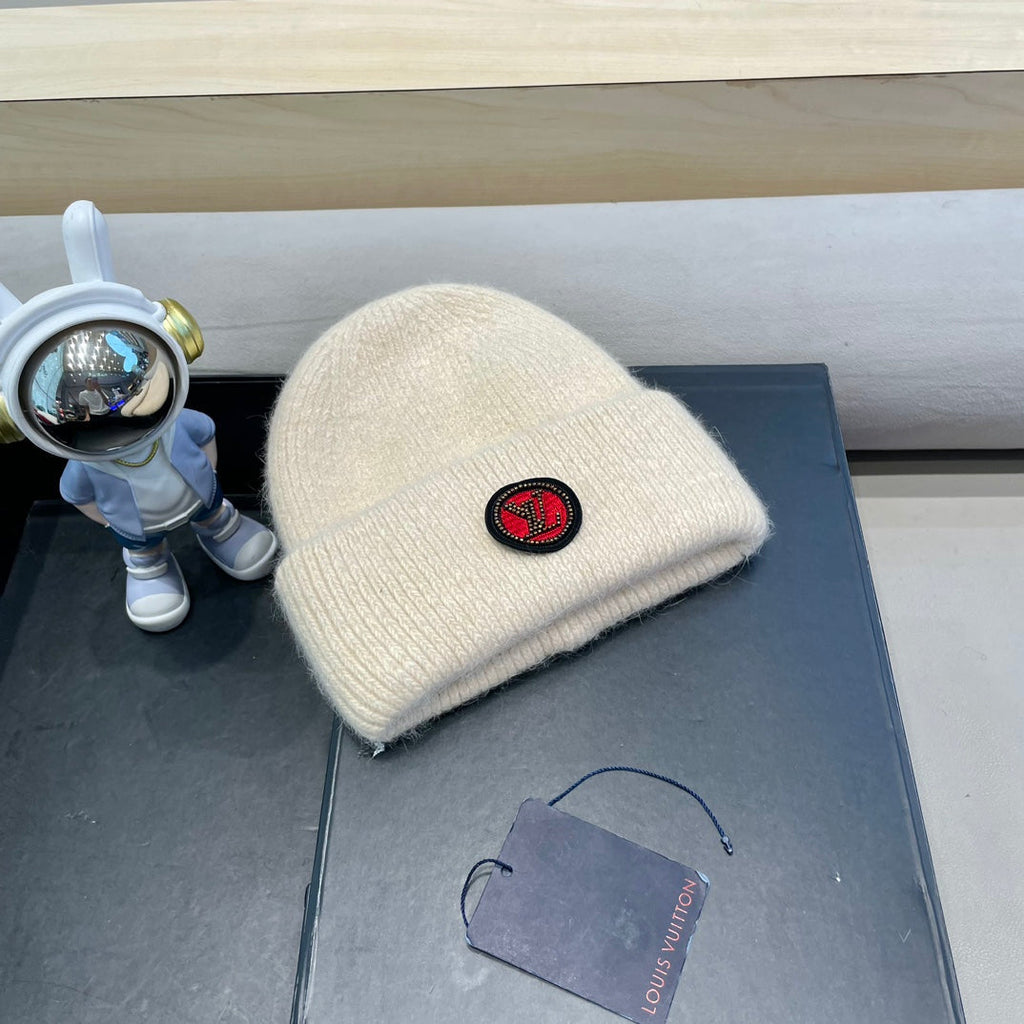 LOUIS VUITTON BEANIE HAT IN BEIGE WOOL AND RABBIT FUR 433474