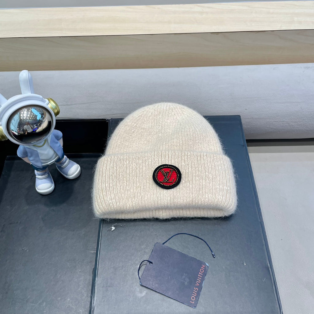 LOUIS VUITTON BEANIE HAT IN BEIGE WOOL AND RABBIT FUR 433474