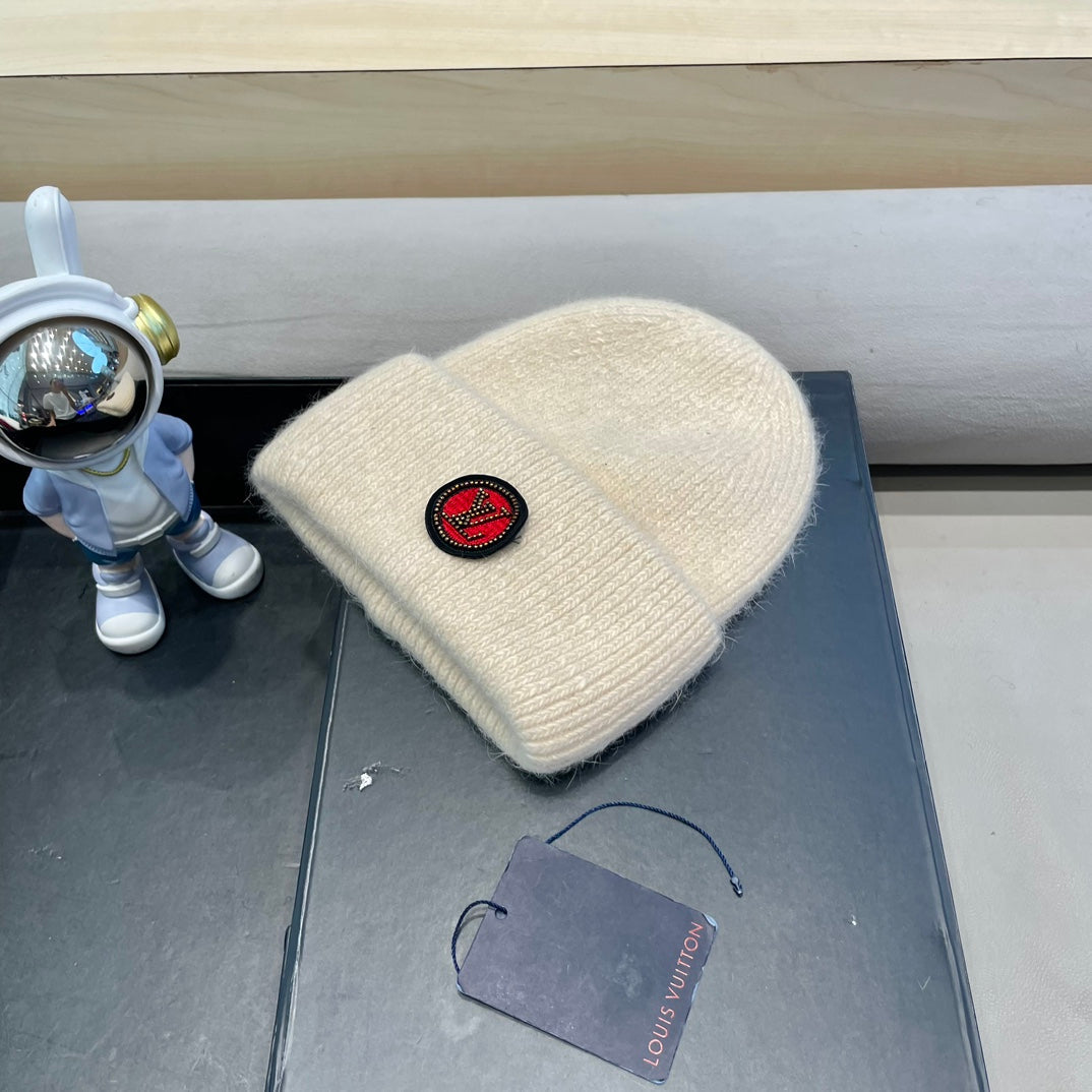 LOUIS VUITTON BEANIE HAT IN BEIGE WOOL AND RABBIT FUR 433474