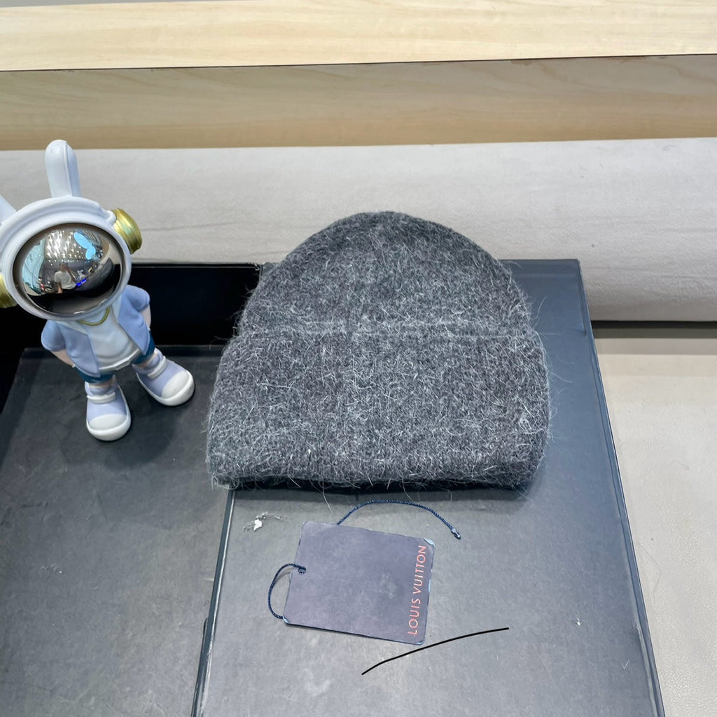 LOUIS VUITTON BEANIE HAT IN GRAY WOOL AND RABBIT FUR 433477