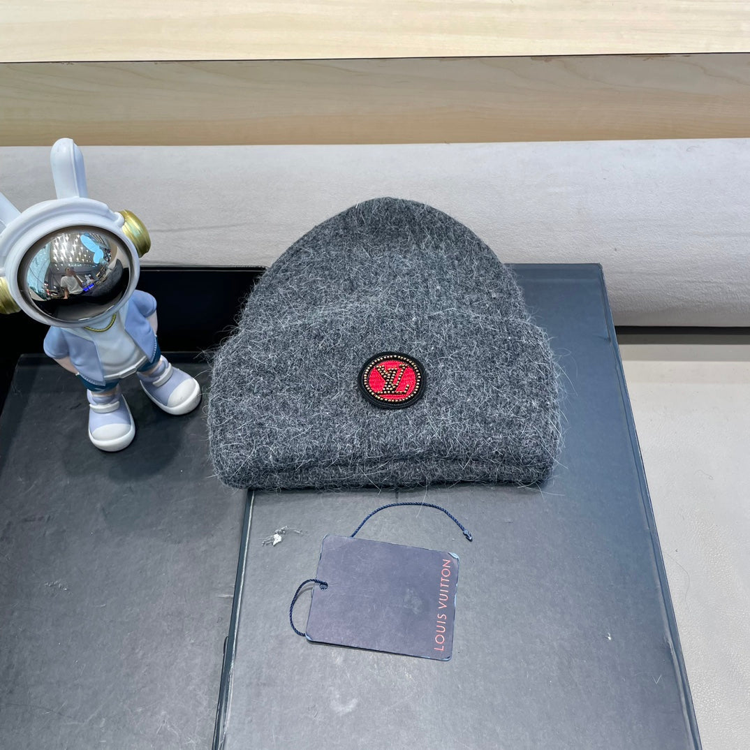 LOUIS VUITTON BEANIE HAT IN GRAY WOOL AND RABBIT FUR 433477