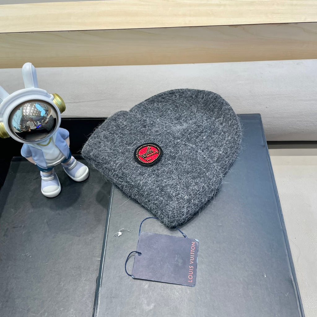 LOUIS VUITTON BEANIE HAT IN GRAY WOOL AND RABBIT FUR 433477
