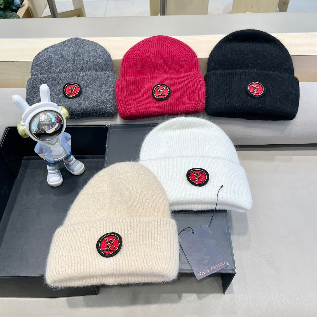 LOUIS VUITTON BEANIE HAT IN GRAY WOOL AND RABBIT FUR 433477