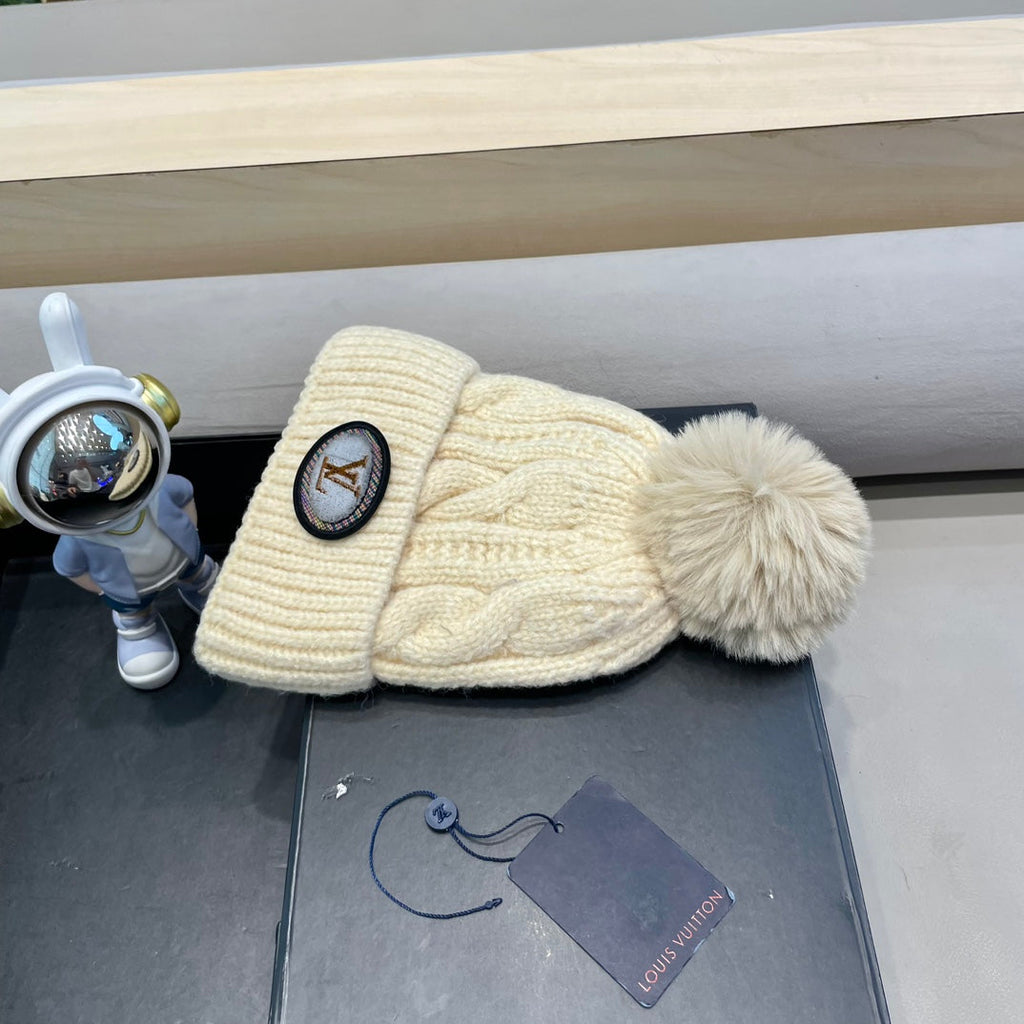 LOUIS VUITTON BEANIE HAT IN BEIGE WOOL 433484