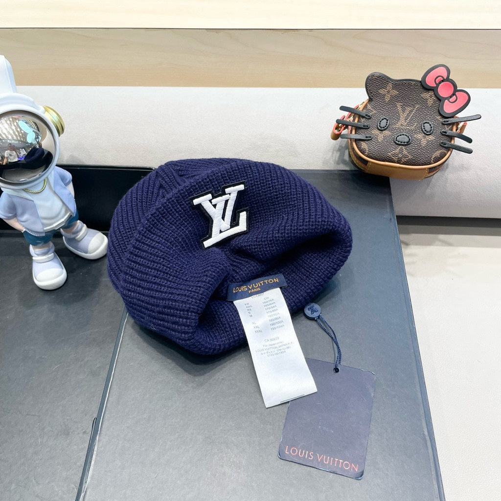 LOUIS VUITTON BEANIE HAT IN NAVY BLUE WOOL 435030