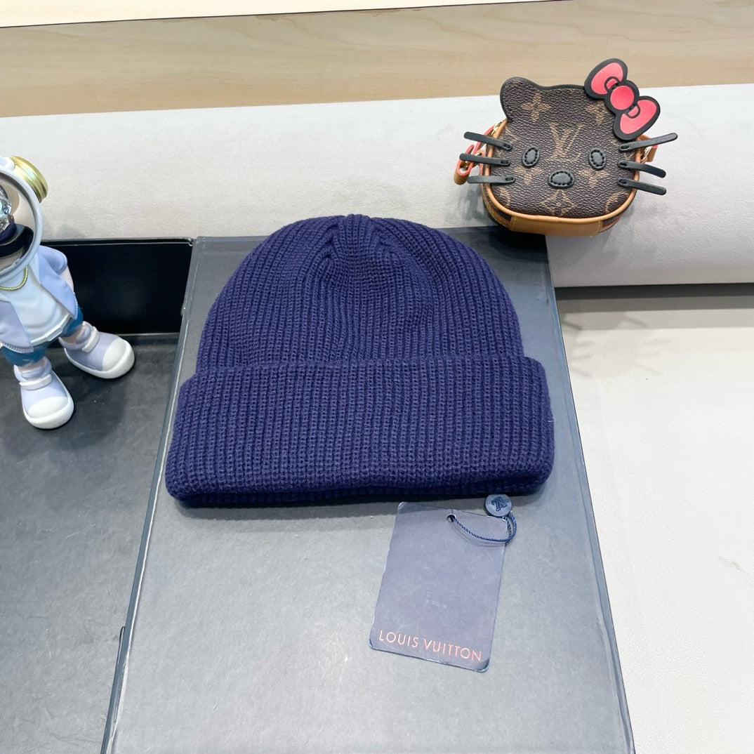LOUIS VUITTON BEANIE HAT IN NAVY BLUE WOOL 435030
