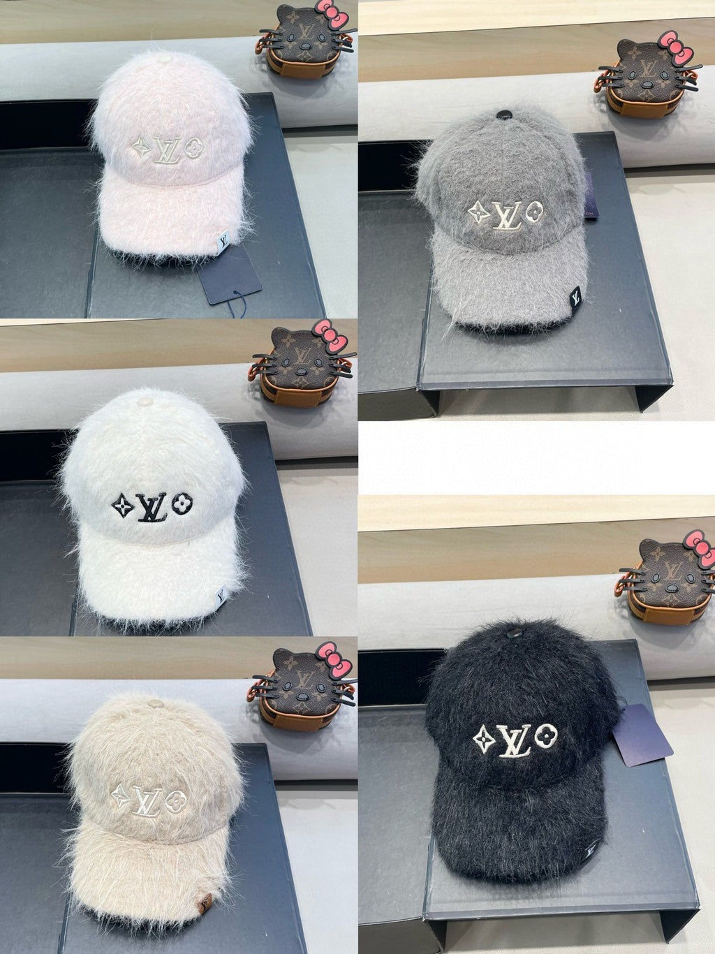 LOUIS VUITTON BASEBALL CAP IN WHITE RABBIT FUR 434935