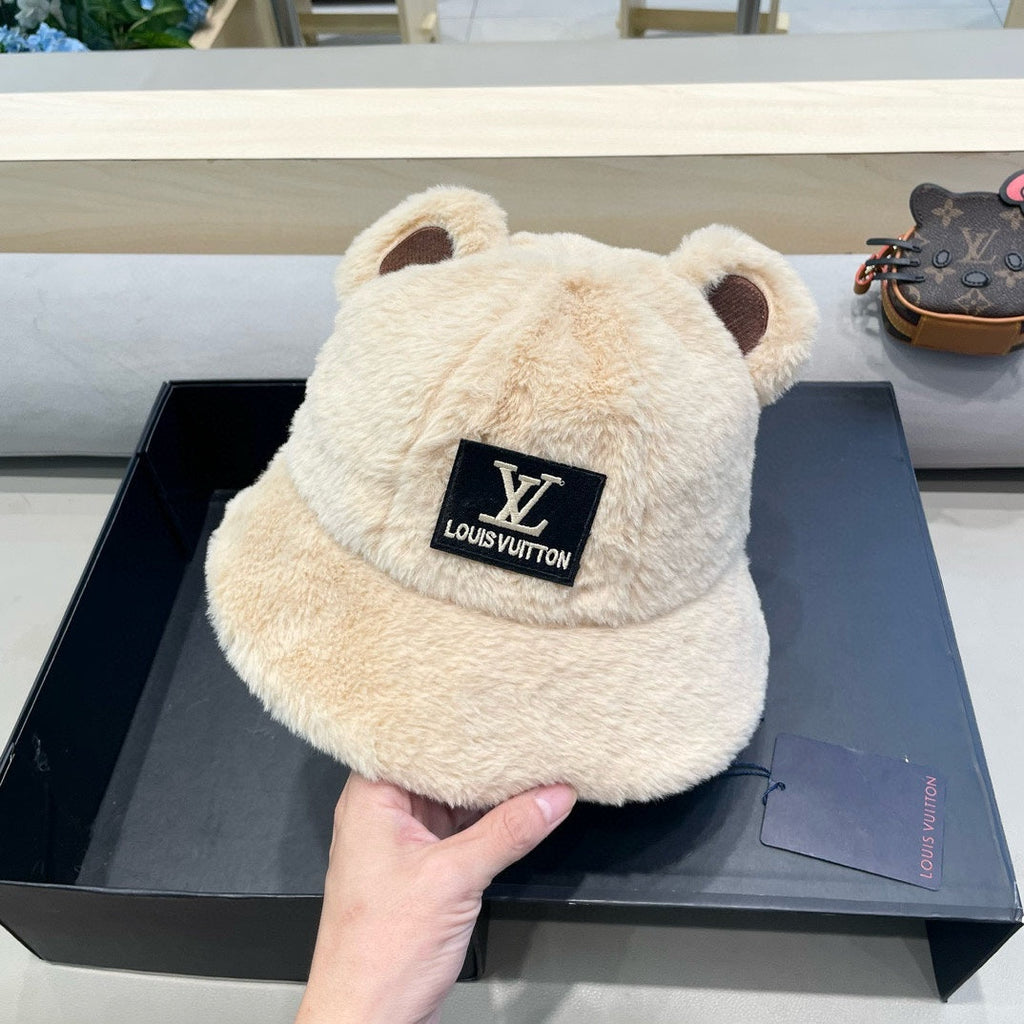 LOUIS VUITTON BUCKET HAT IN BEIGE WOOL AND LAMB FUR 434942