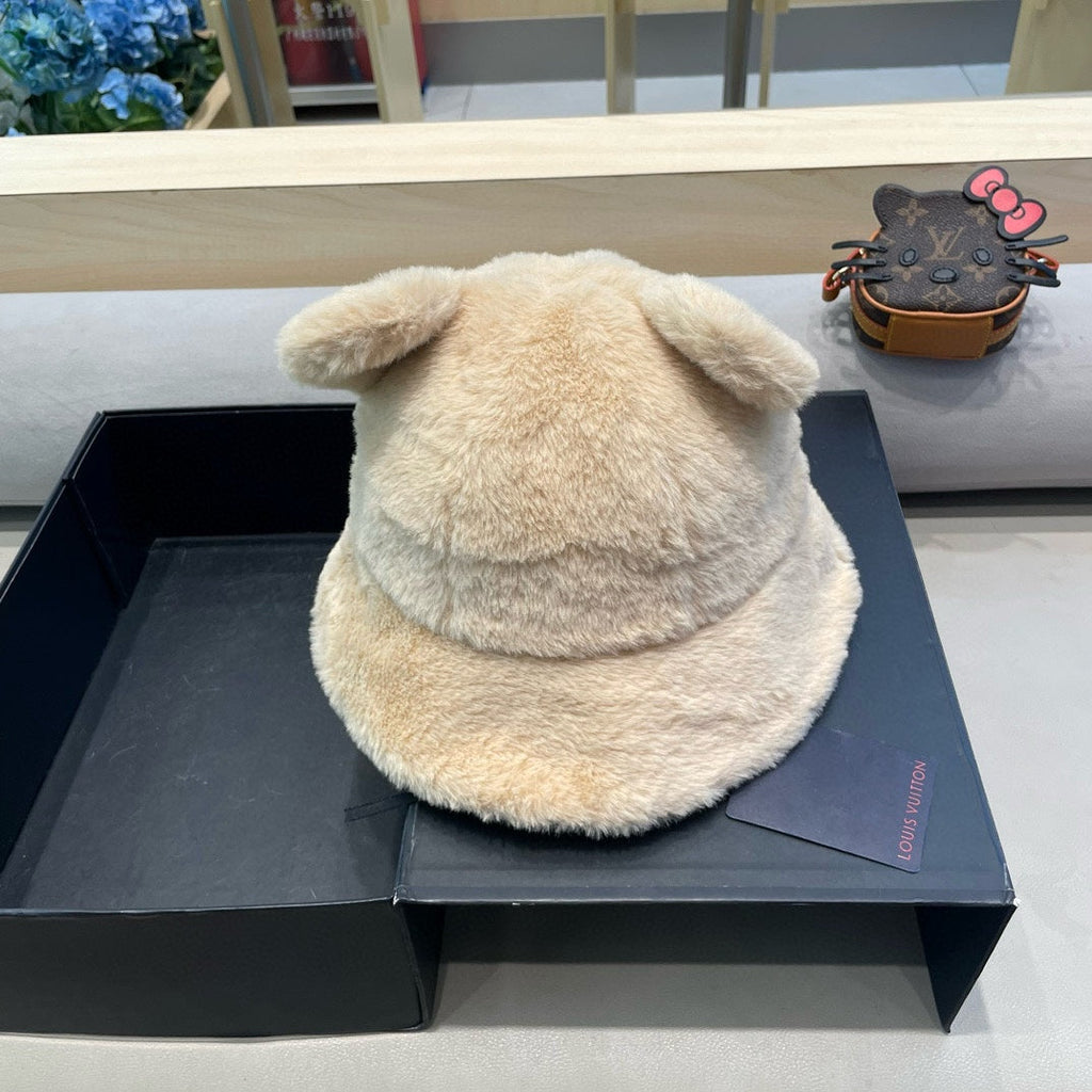 LOUIS VUITTON BUCKET HAT IN BEIGE WOOL AND LAMB FUR 434942
