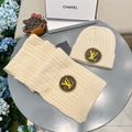 LOUIS VUITTON SET SCARF AND HAT IN CREAM BEIGE WOOL 434609