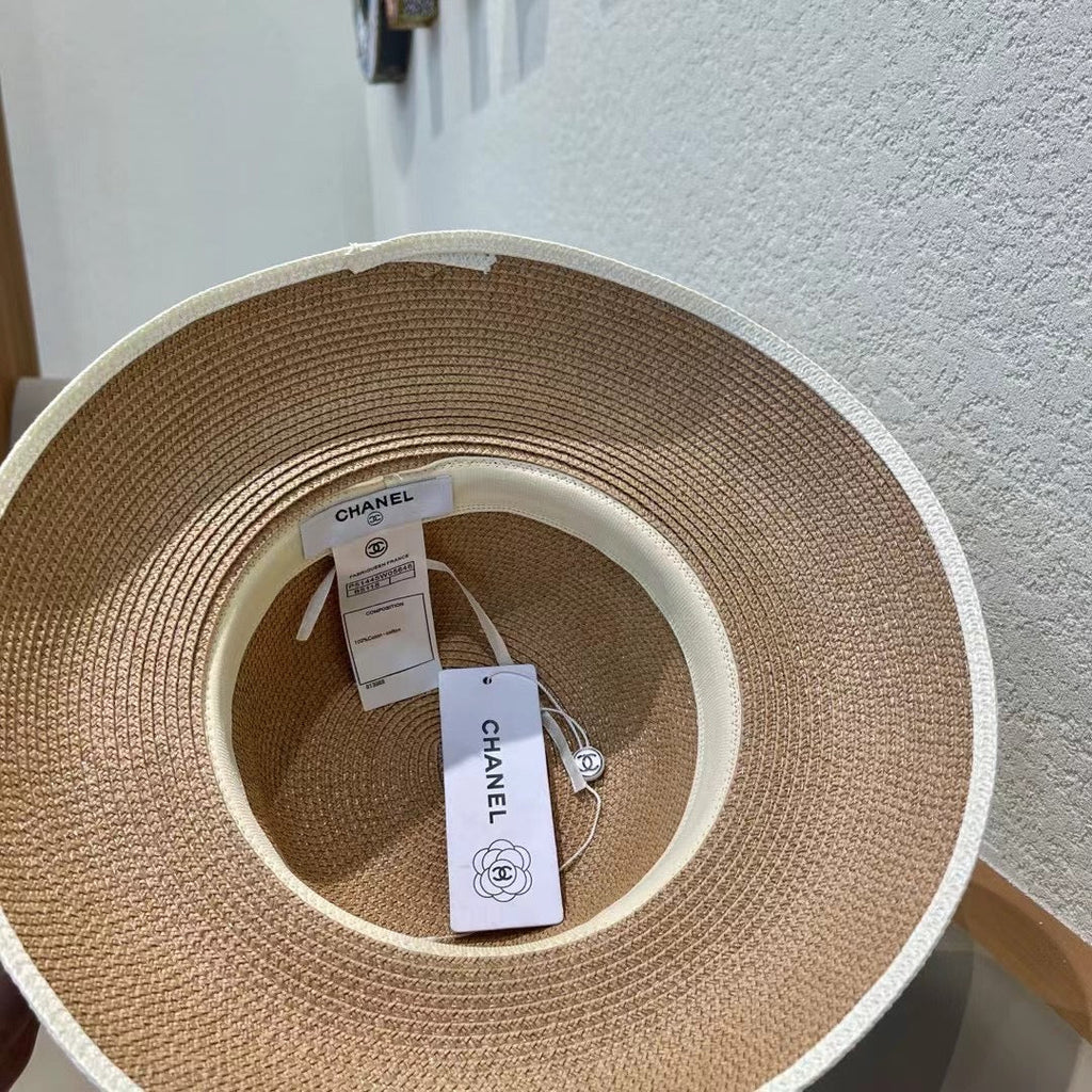CHANEL STRAW CLOCHE HAT BROWN 672754