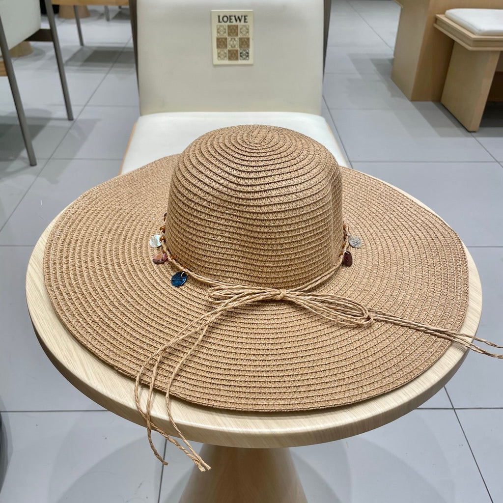 CELINE WIDE BRIM HAT MODEL 652183 IN NATURAL WOVEN STRAW