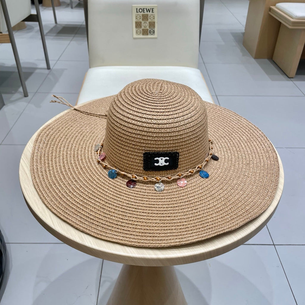 CELINE WIDE BRIM HAT MODEL 652183 IN NATURAL WOVEN STRAW
