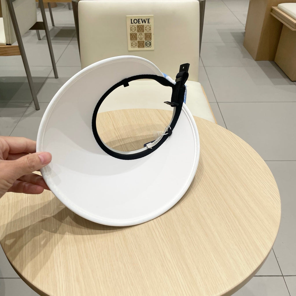 CELINE VISOR HAT MODEL 652201 IN BLUE AND WHITE FABRIC