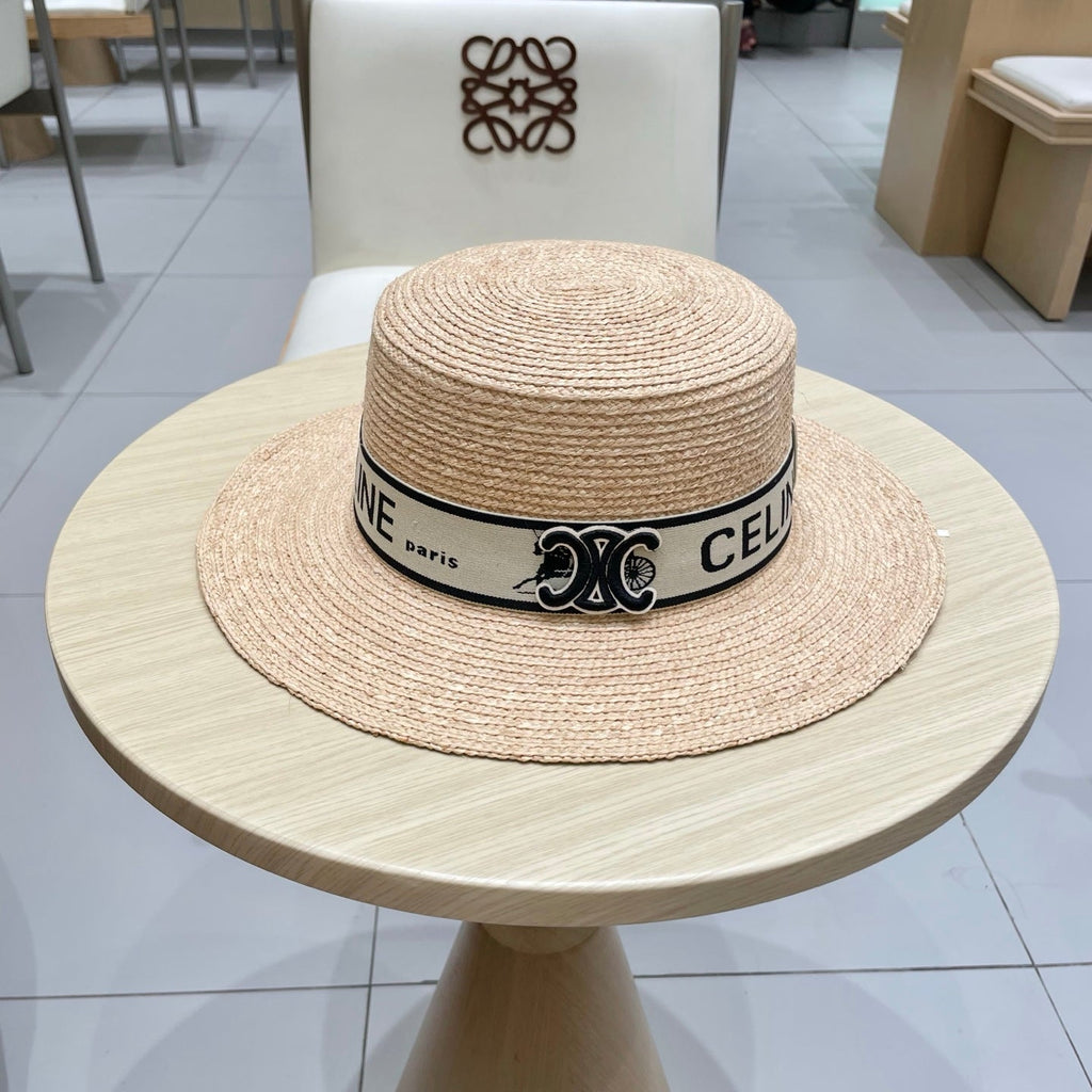 CELINE WIDE BRIM HAT MODEL 652231 IN NATURAL WOVEN STRAW