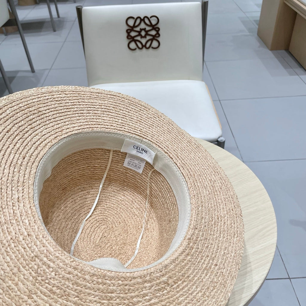 CELINE WIDE BRIM HAT MODEL 652232 IN NATURAL WOVEN STRAW