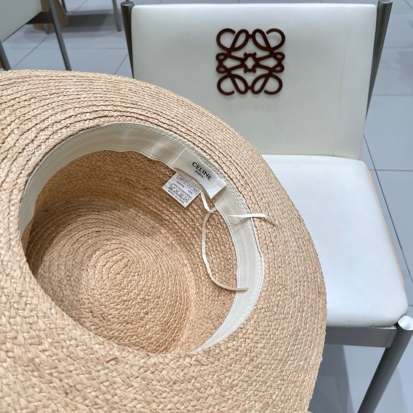 CELINE WIDE BRIM HAT MODEL 652233 IN NATURAL WOVEN STRAW