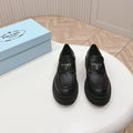 PRADA BRUSHED MONOLITH LOAFERS BLACK CALFSKIN