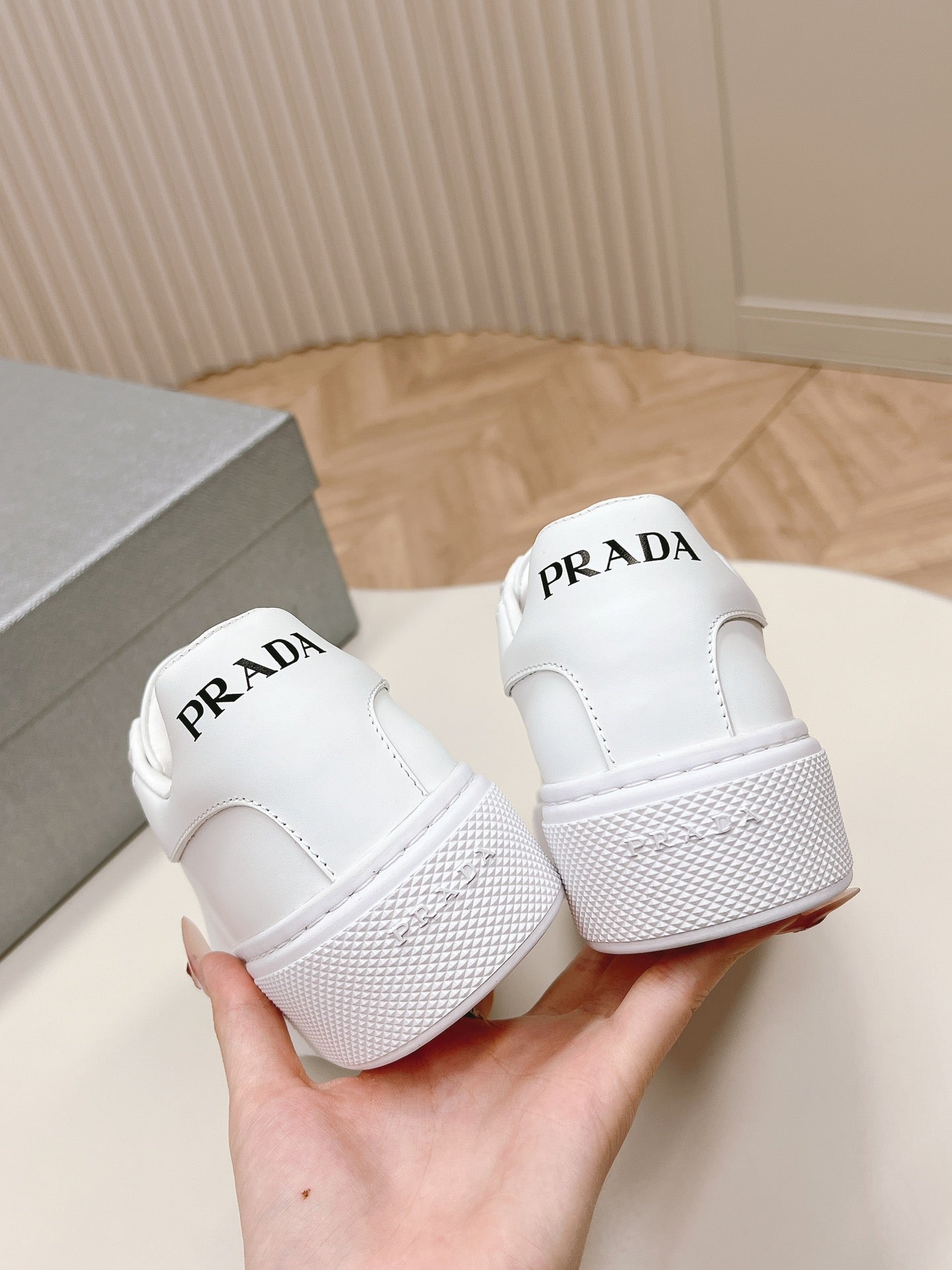 PRADA RETRO SNEAKERS WHITE CALFSKIN