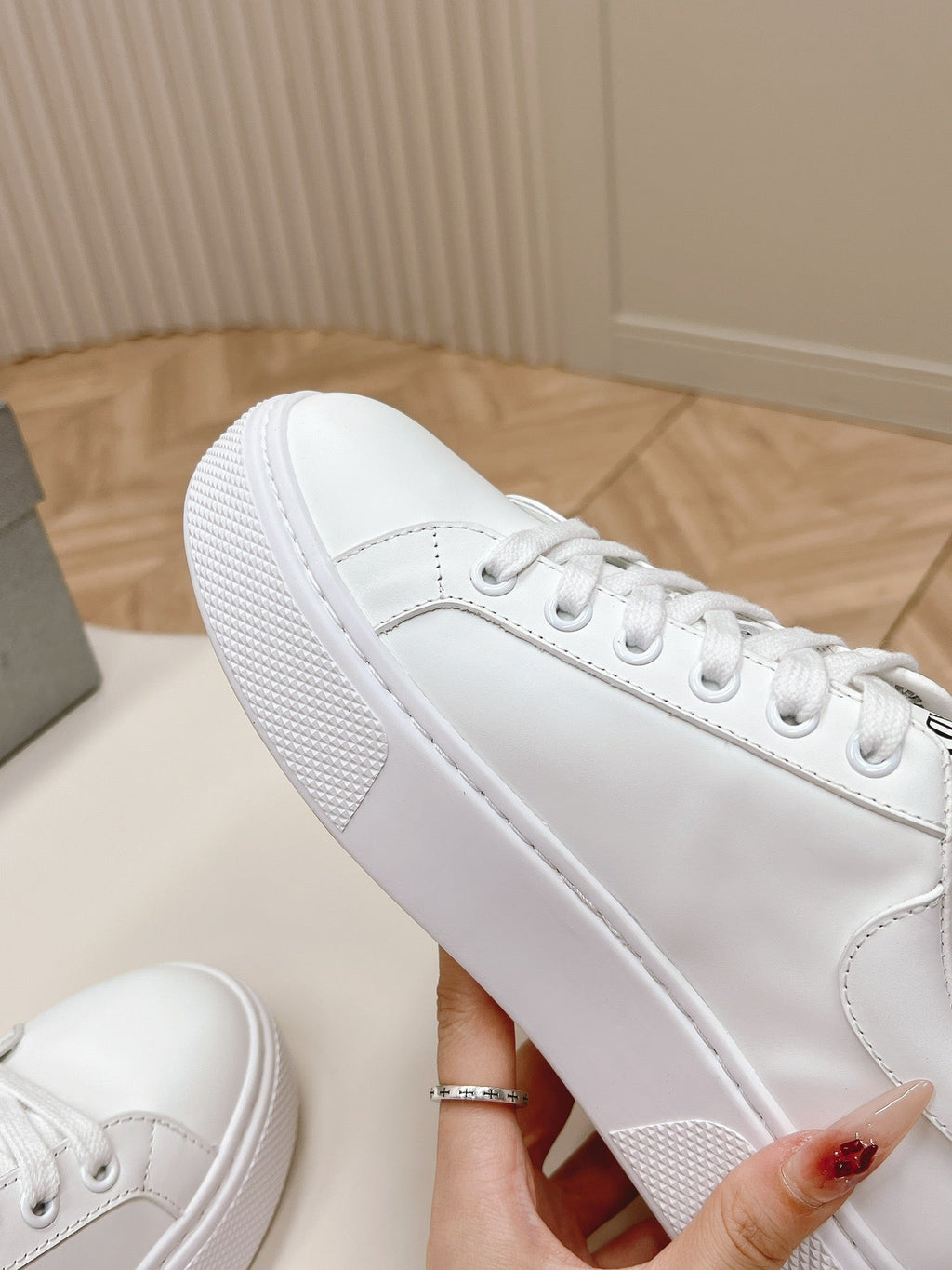 PRADA RETRO SNEAKERS WHITE CALFSKIN