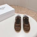 PRADA FADED SUEDE SNEAKERS CHOCOLATE