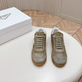 PRADA FADED SUEDE SNEAKERS CARAMEL AND WHITE
