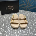 PRADA STRAP SLIDES SANLS BEIGE SUEDE