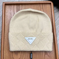 PRADA BEANIE HAT IN BISQUE BEIGE WOOL AND RABBIT FUR 342035