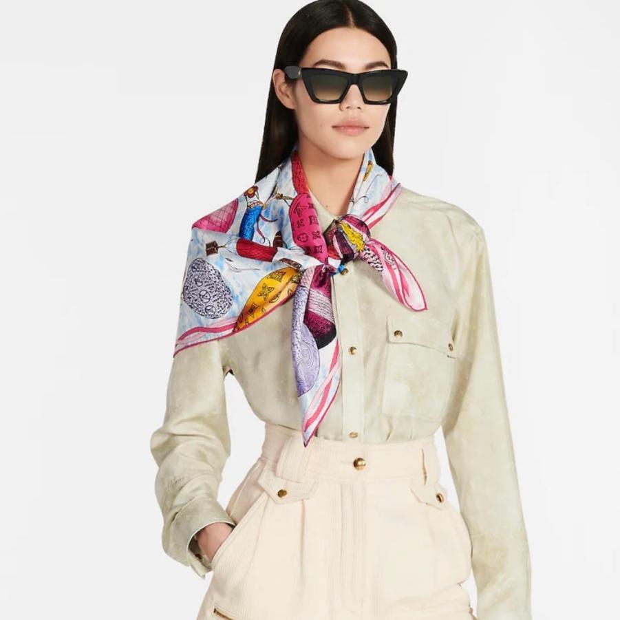 LOUIS VUITTON UP AND AWAY 70 CM SQUARE SILK SCARF COLORFUL 399801