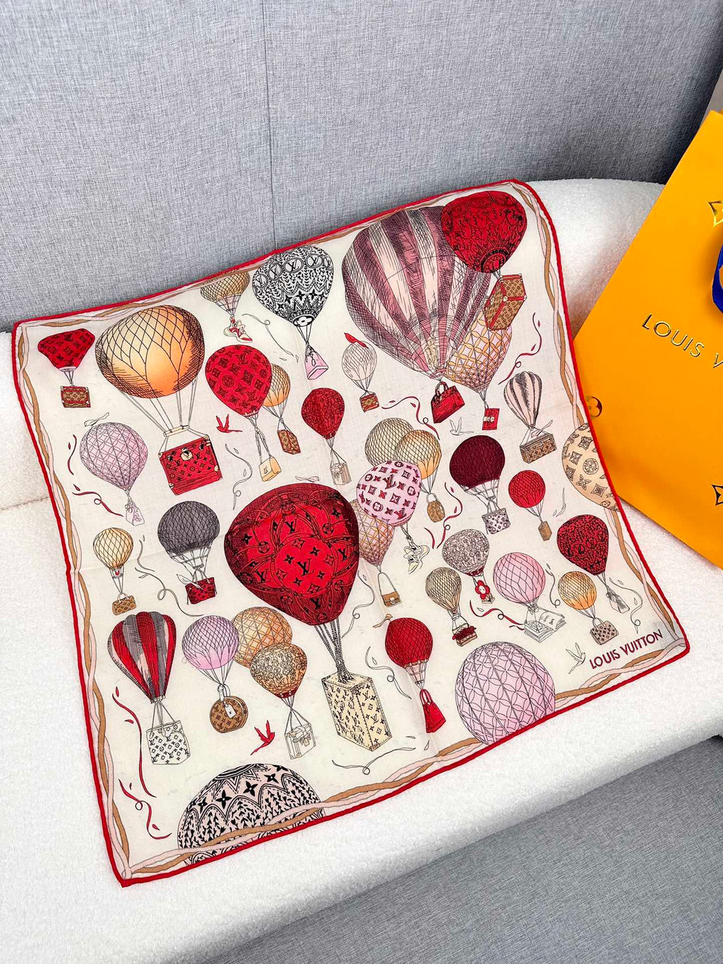 LOUIS VUITTON UP AND AWAY 70 CM SQUARE SILK SCARF COLORFUL 399801