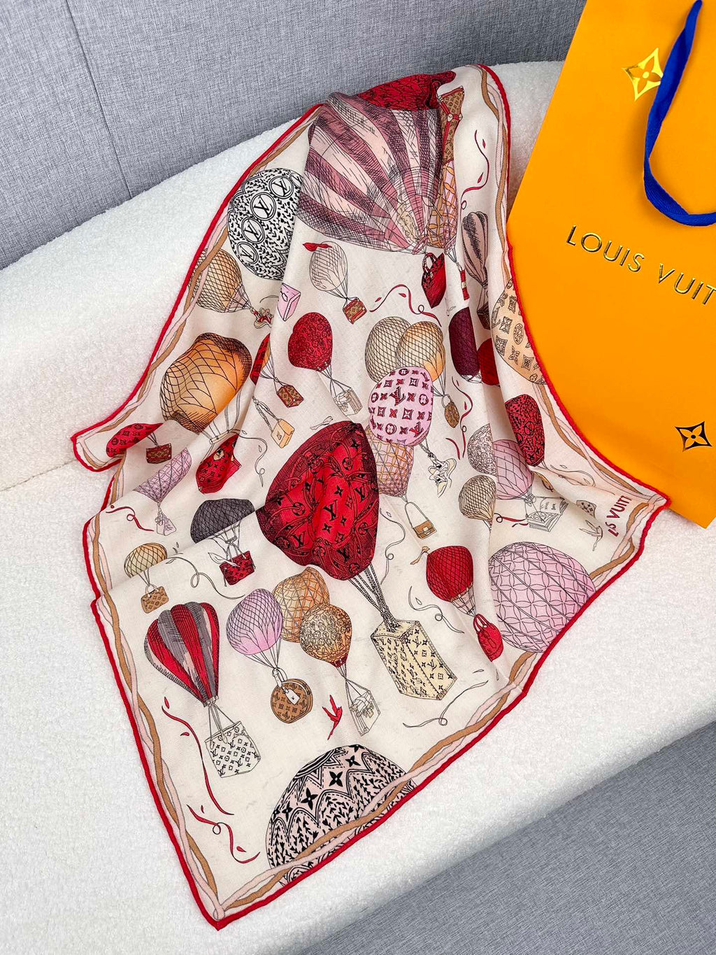 LOUIS VUITTON UP AND AWAY 70 CM SQUARE SILK SCARF COLORFUL 399801