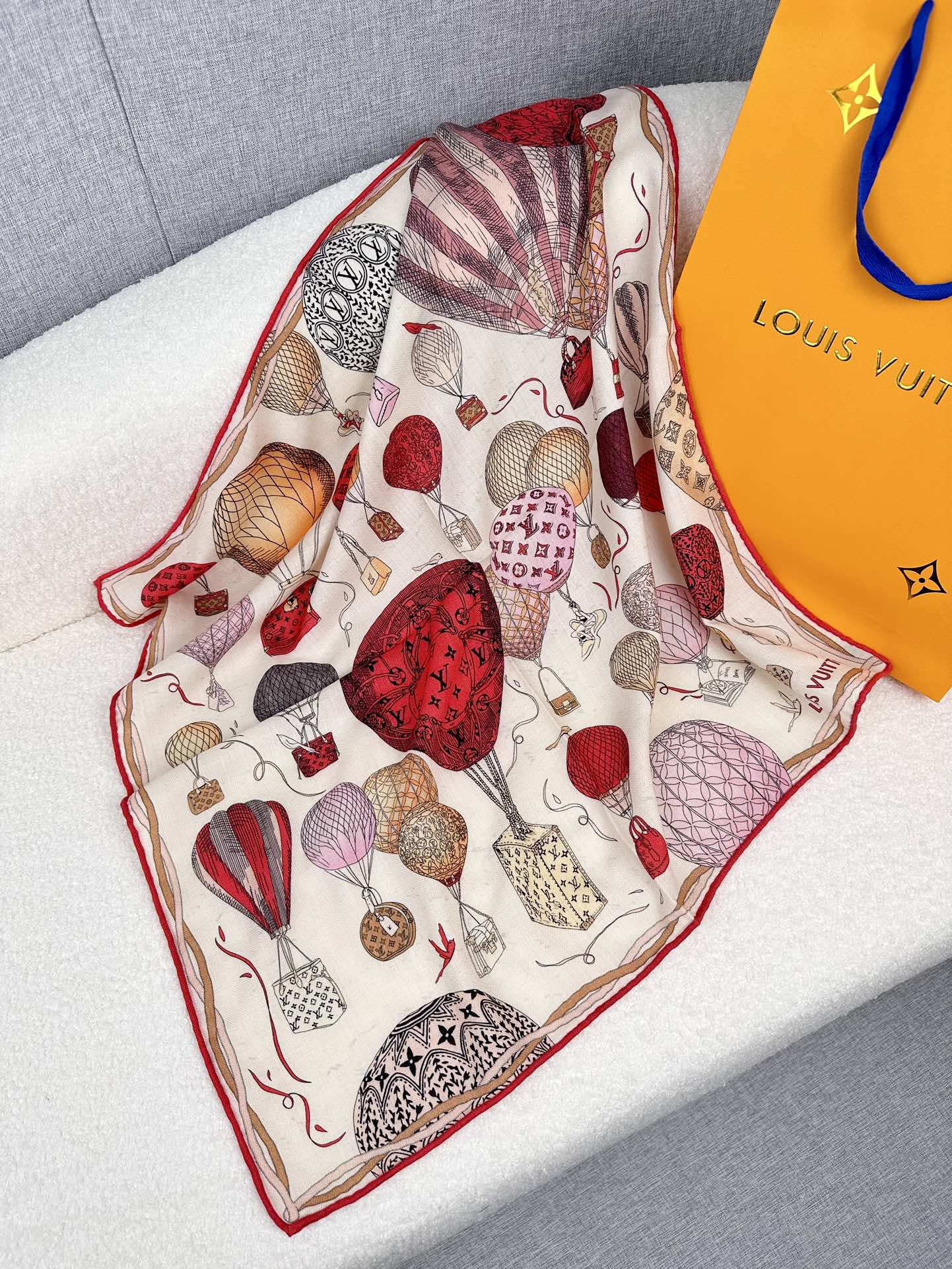 LOUIS VUITTON UP AND AWAY 70 CM SQUARE SILK SCARF COLORFUL 399801