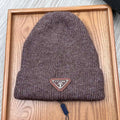 PRADA BEANIE HAT IN BRUNETTE BROWN WOOL 332399