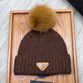 PRADA BEANIE HAT IN CHOCOLATE BROWN WOOL 352364