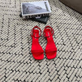 PRADA TRIANGLE HEEL SATIN SANLS CRIMSON