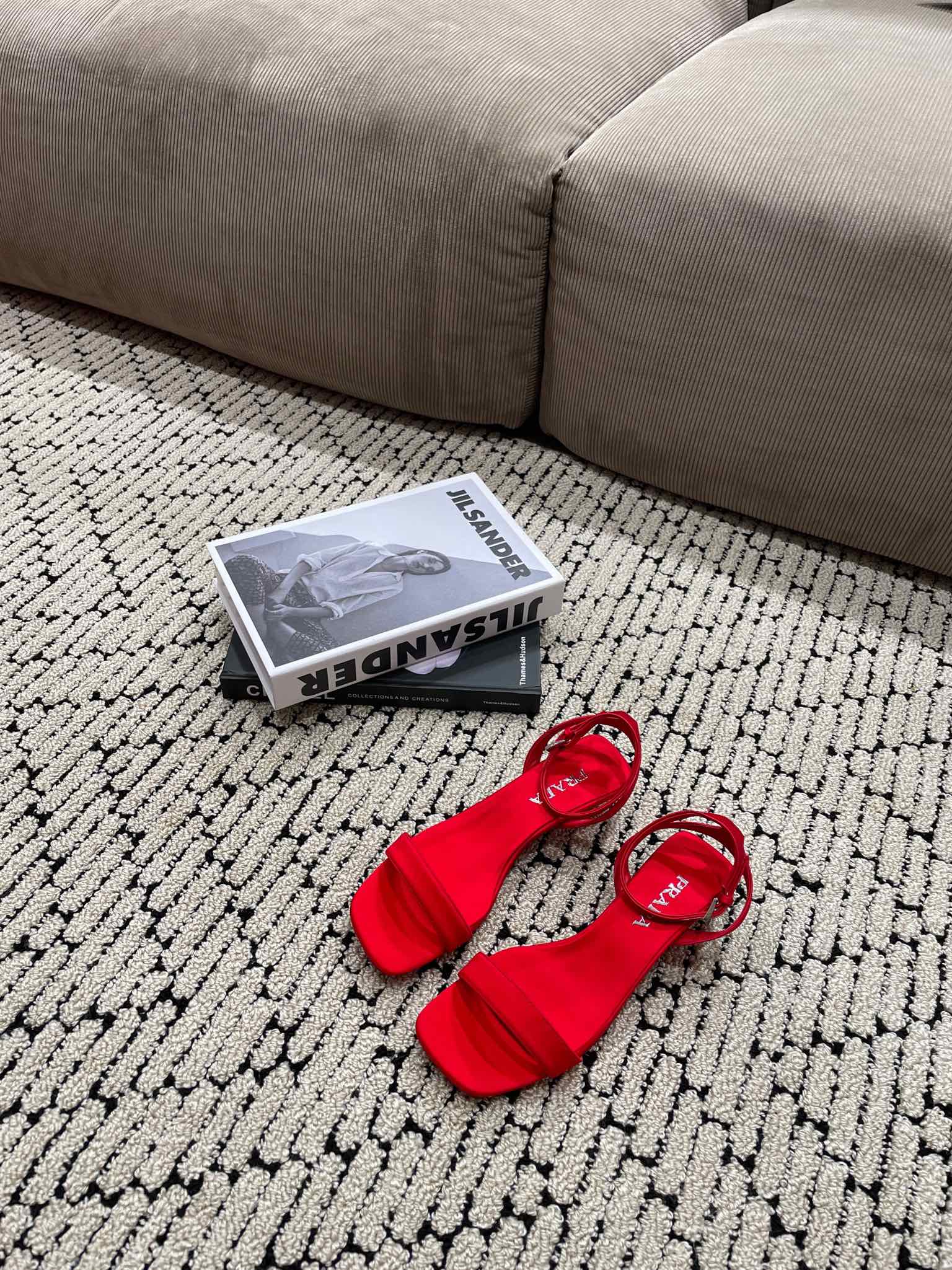 PRADA TRIANGLE HEEL SATIN SANLS CRIMSON