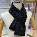 LOUIS VUITTON PETIT DAMIER SCARF 170 CM IN CHOCOLATE BROWN MIX BLACK CASHMERE 390783