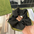 GUCCI SCRUNCHIE IN BLACK AND GREEN TRIM SILK 432904