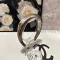 SILK THICK HEADBAND DARK BEIGE FLOWER PRINT 239960