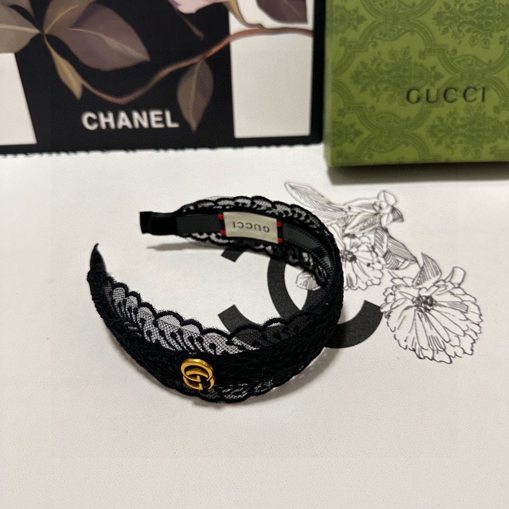 GUCCI HAIRBAND IN BLACK LACE 295830
