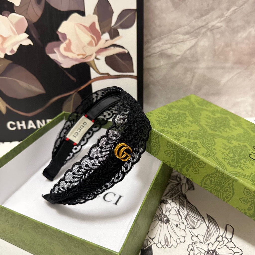 GUCCI HAIRBAND IN BLACK LACE 295830