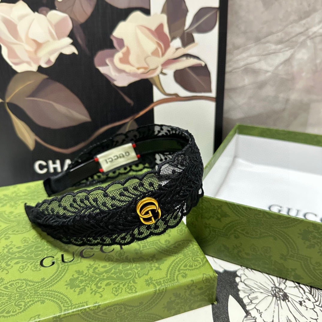 GUCCI HAIRBAND IN BLACK LACE 295830