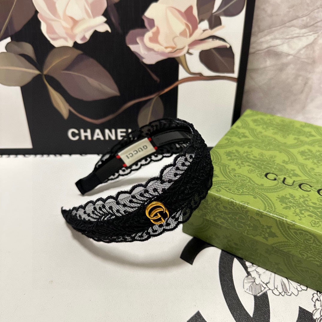 GUCCI HAIRBAND IN BLACK LACE 295830