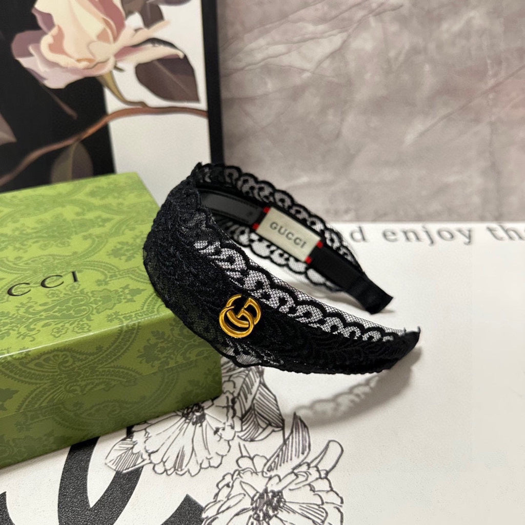 GUCCI HAIRBAND IN BLACK LACE 295830