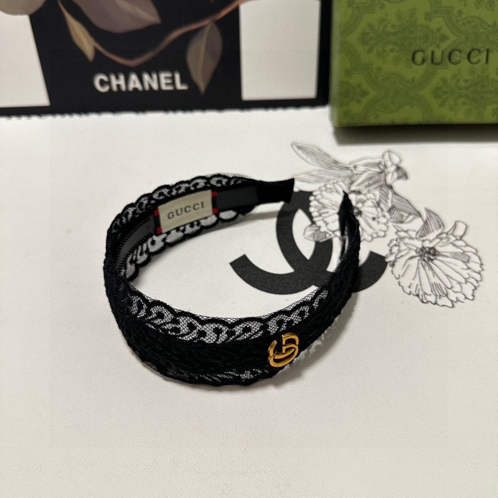 GUCCI HAIRBAND IN BLACK LACE 295830