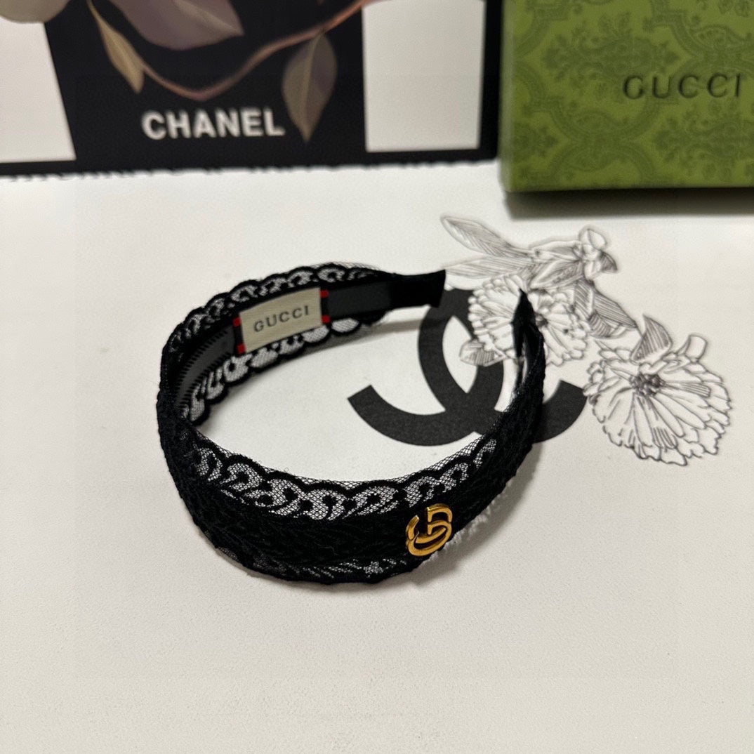 GUCCI HAIRBAND IN BLACK LACE 295830