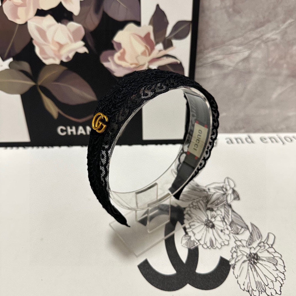 GUCCI HAIRBAND IN BLACK LACE 295830