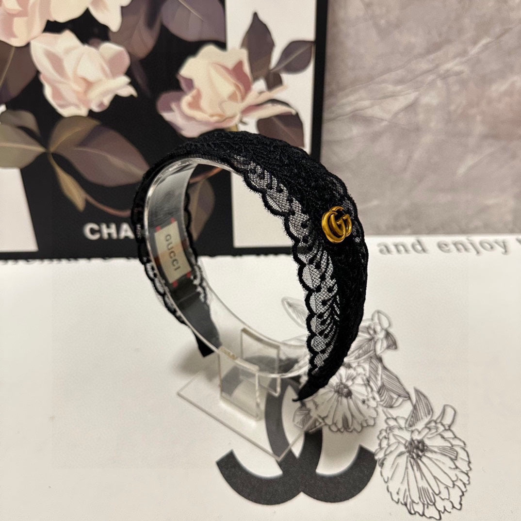 GUCCI HAIRBAND IN BLACK LACE 295830