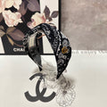 GUCCI HAIRBAND IN BLACK MIX WHITE PATTERN FABRIC 299345