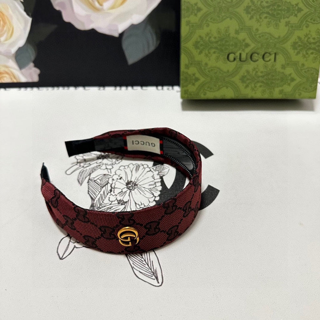 GUCCI CURRANT RED MONOGRAM CANVAS HAIRBAND 369305